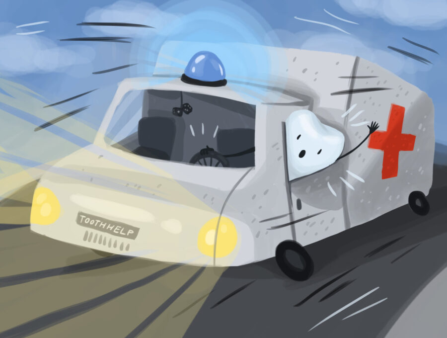 image of ambulance with a tooth for emergency dentistry at emergency dentist for a dental emergency